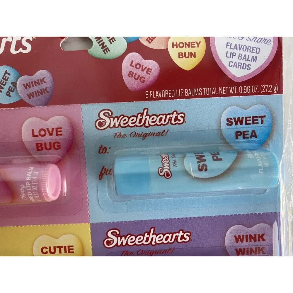 8 Pack SWEETHEARTS Flavored Lip Balm Set Banana Strawberry Grape‎ Blueberry NEW